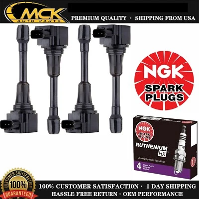 4x Bobina de encendido y 4x Bujía NGK para Nissan Altima Cube Sentra Versa 1.8L L4 Foto 1 de 4