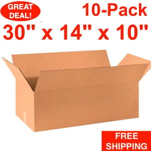 10-Pack 30" x 14" x 10" Cardboard Corrugate Shipping Boxes Moving Box Bundle - Picture 1 of 24