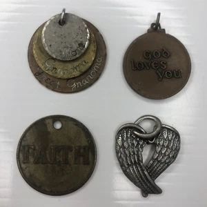 X Lote Colgantes Retro Latón Cobre Dios Te Ama Fe Abuela Alas Ángel De Colección - Imagen 1 de 5