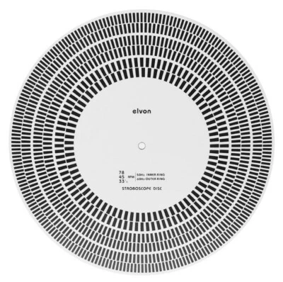 Elvon 12" White Turntable Tachometer Strobe Disc Cartridge Alignment Protractor - Image 1 of 4