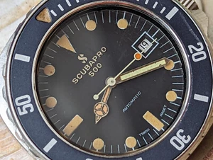 Vintage 1970's Scubapro 500 Diver w/Pristine Dial,Patina,Massive All SS Case - Picture 1 of 16
