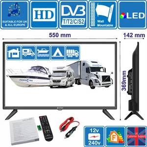 eStar 22 Inch Digital Freeview HD TV 240V 12V Car Cable. Motorhome Caravan Boat - Picture 1 of 46