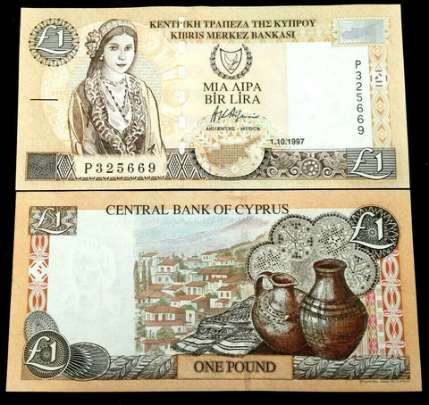 Cyprus 1 Pound 2004 Banknote World Paper Money UNC Currency Bill Note Cover