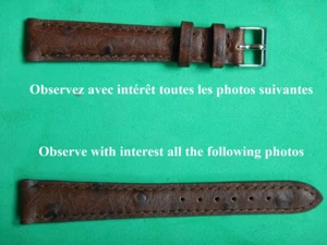 15 mm BRACELET FACON AUTRUCHE MARRON "GOLD" VEAU VERITABLE COUTURE TON SUR TON - Imagen 1 de 12