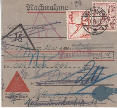 Germany: Parcel Card: Hamburg to Cuxhaven, 7 July 1936 - Image 1 of 2