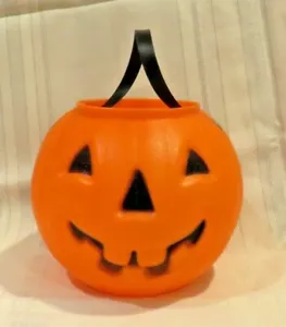 Vintage - kleine orange Halloween Blasform Kürbis Eimer Trick or Treat Eimer - Bild 1 von 3