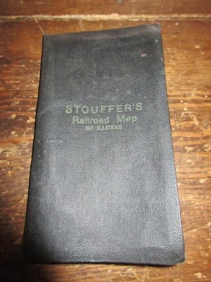 Mapa ferroviário de linho vintage Kansas Stouffer década de 1920 formato muito bom!! Santa Fé - Imagem 1 de 4