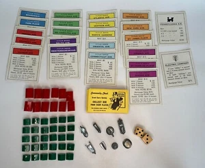 1961 Monopoly Game Replacement Tokens Chance Chest Property Cards Hotel Houses - Picture 1 of 4