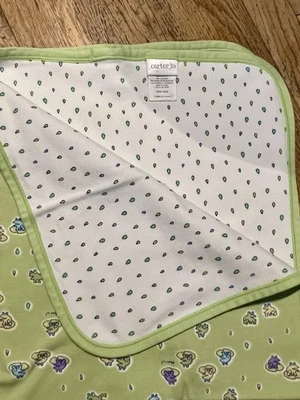 Manta bebé Carter’s rana gota de lluvia Emu Namae verde blanco algodón vintage Y2K Foto 1 de 4