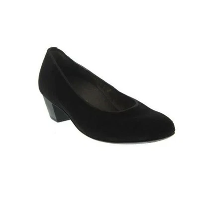 Waldlaufer 358501 Hilaria Black Suede Leather Extra Wide Fitting Court Shoe - Image 1 of 4