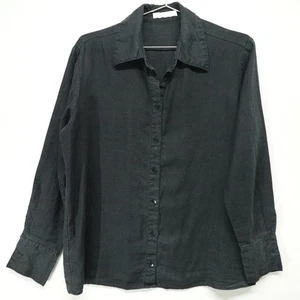 OAK + FORT Shirt Damen Small Schwarz 100% Leinen Knopfleiste Langarm Kragen - Bild 1 von 10