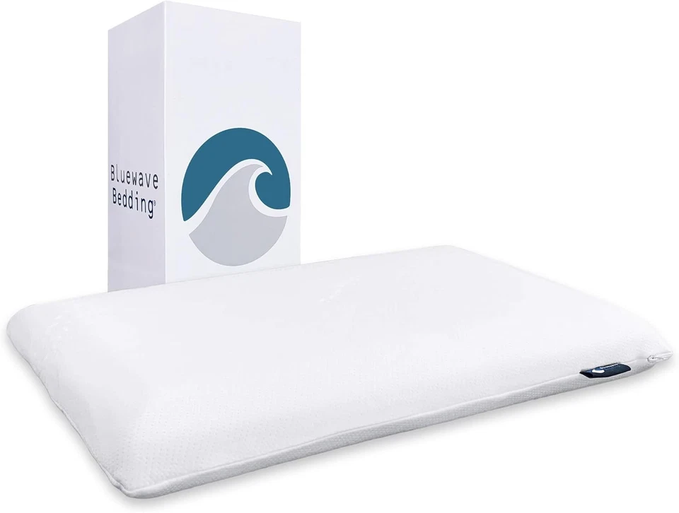 Bluewave Bedding Super Slim Gel Memory Foam Pillow 3.25"H (Standard), Blue