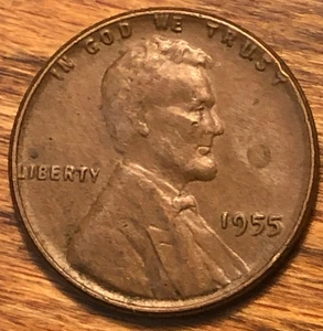 1955 Lincoln Wheat Cent Poor Man's Doubled Die Deterioration Double 5 - Bild 1 von 3