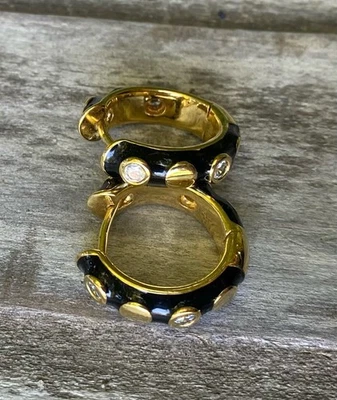 Lauren G. Adam's черный и золотой покрытием бриллиант серьги LGA красный цветок логотип - Изображение 1 из 4