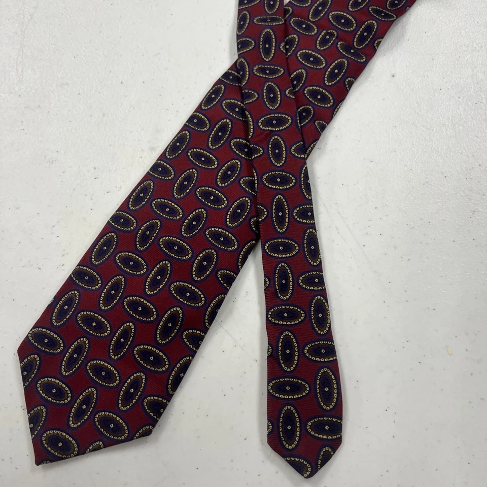 Paul Stuart Men's Burgundy Red Geometric Silk Neck Tie $198 - Image 1 of 4