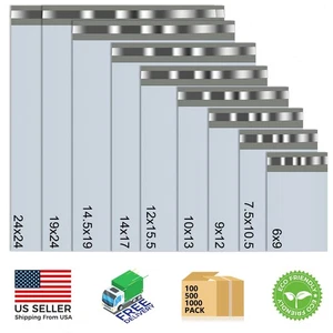 Poly Mailers Shipping Bags - 6x9 7.5x10.5 9x12 10x13 12x15.5 14x17 19x24 24x24 - Picture 1 of 7