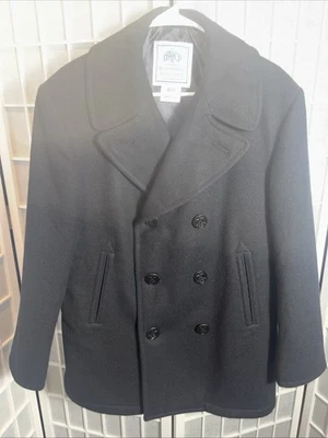 DSCP U.S. Navy Enlisted Wool Black Peacoat Men's Size 42S - Image 1 of 4