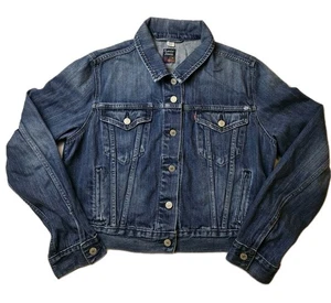 Giacca camionista donna Levi's Vintage Y2K Med Wash Denim etichetta floreale taglia XL - Foto 1 di 8