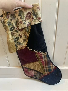 Vintage House Of Hatten Weihnachtsstrumpf Eicheln Patchwork Quaste - Bild 1 von 8