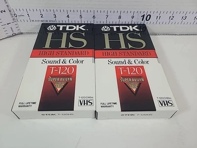 2x TDK HS Alto Estándar Sonido y Color T-120 Super Avilyn Cinta VHS en Blanco Sellada Foto 1 de 4
