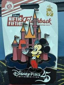 Disneyland Resort 2025 Niftie Fifties Mickey Mouse Castle Pin LE 500 - Bild 1 von 3