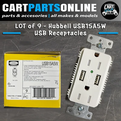 Hubbell USB15A5W 15A Tamper Resistant USB Charger Duplex Receptacle LOT of 10 - Image 1 of 4