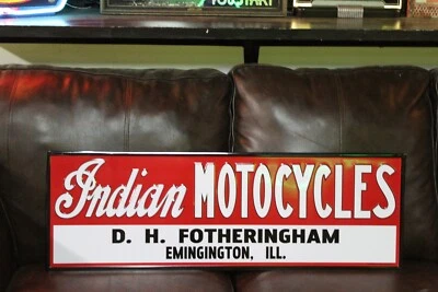 36" INDIAN MOTOCYCLES DEALERSHIP EMBOSSED METAL SIGN GAS OIL GARAGE HARLEY RIDE - Image 1 of 4