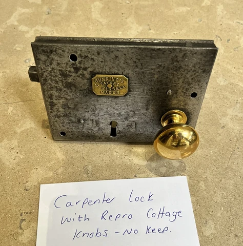 Original Carpenters Lock With Repro Cottage Knobs Cover