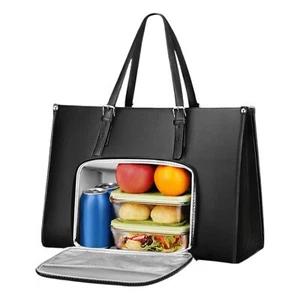 2 in 1 Lunch Latop Tote Bag with Insulated Lunch multi Compartment 15.6 inch - Picture 1 of 11