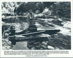 1979 Pressefoto Goldgräber mit seiner Schlammente Bagger Trinity National Forest - Bild 1 von 2
