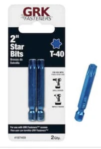 GRK T-40, 2-in. BLUE Steel Star Bits, One 2-Pack = Two Bits, 187459 - Picture 1 of 8