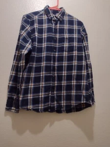 St John's Bay Men's Flannel Shirt S Blue Orange Button Up 100% Cotton Fall Work - Picture 1 of 4
