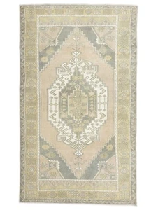 Faded Turkish Oushak Traditional Rug 4.2x7.4 ft Handmade Large Wide Rug Runner - Picture 1 of 17