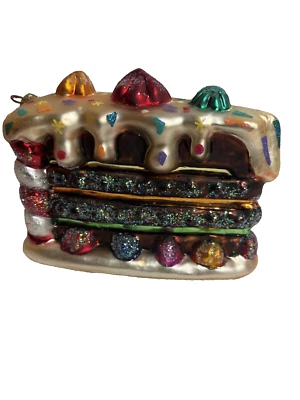 De colección 1996 Christopher Radko "Just Desserts" 5" adorno de vidrio rebanada de pastel Foto 1 de 4