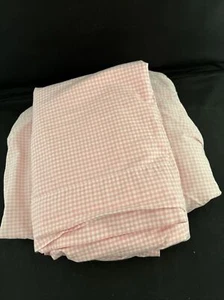 POTTERY BARN PINK CHECKED TWIN FLAT & FITTED SHEETS 2Pc - Picture 1 of 2