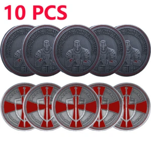 10PCS Crusader Sword and Shield Creed Token Knights Templar Cross Challenge Coin - Picture 1 of 10