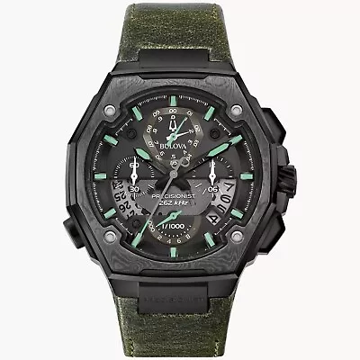 Bulova Precisionist X Mens SE Chronograph Quartz Green Watch 45mm 262kHz 98B355 - Image 1 of 4