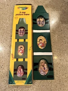 2003 Crayola Crayons Kids 3 Tier Photo Picture Frame In Green ~ 15”x 3 3/8”x 2” - Picture 1 of 16
