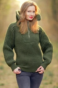 Designer green wool designer jumper boutique blouse top by SUPERTANYA - Picture 1 of 8