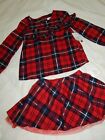 NWT Crown &amp; Ivy Girls 3T Red Gold Plaid Blouse and Matching Lined Tulle Skirt Se