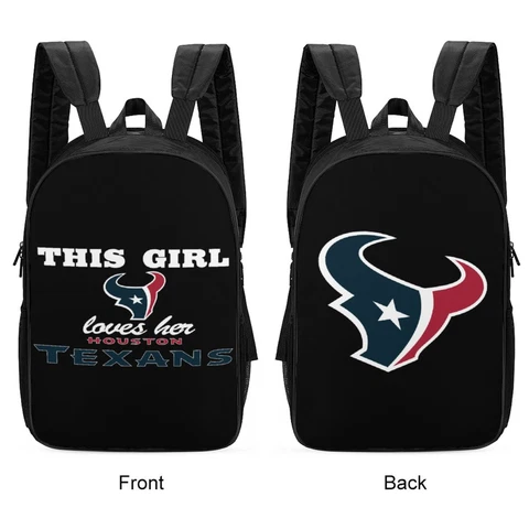Houston Texans 2-sided Print Bag Travel Backpack Schoolbag Hiking Bag 17 " Cover