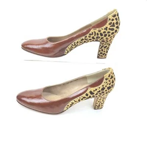 Rosina Ferragamo Schiavone Leopard Print Faux Fur Womens Heel 10 AAA Leather - Picture 1 of 6