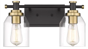 2 Licht Bad Waschtischleuchte, schwarz und gold Badleuchte, Wandleuchten W - Bild 1 von 5