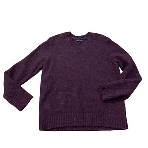 BANANA REPUBLIC Merino Wool Sweater Men L Tall V Preppy Rag Western Elbow Patch - Picture 1 of 22