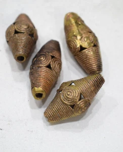 Beads African Brass Coiled Oval Beads - Picture 1 of 1