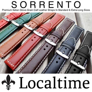 CLEARANCE 'Sorrento' Premium Calf Leather Watch Strap 18-28mm 7 Colours & X-Long - Picture 1 of 52