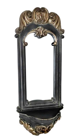 Bombay Company Salerno Gold Gilted and Milkpaint Black Scrolled Shelf Mirror Cover
