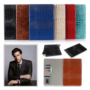 Crocodile Leather For iPad 9.7" Old 2/3/4th 5/6th Mini 6 Flip Wallet Case Cover - Picture 1 of 36