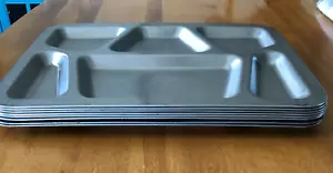 VINTAGE Stainless Steel Cafeteria Divided Food Tray Set of 8 Crusader Ware - Picture 1 of 6