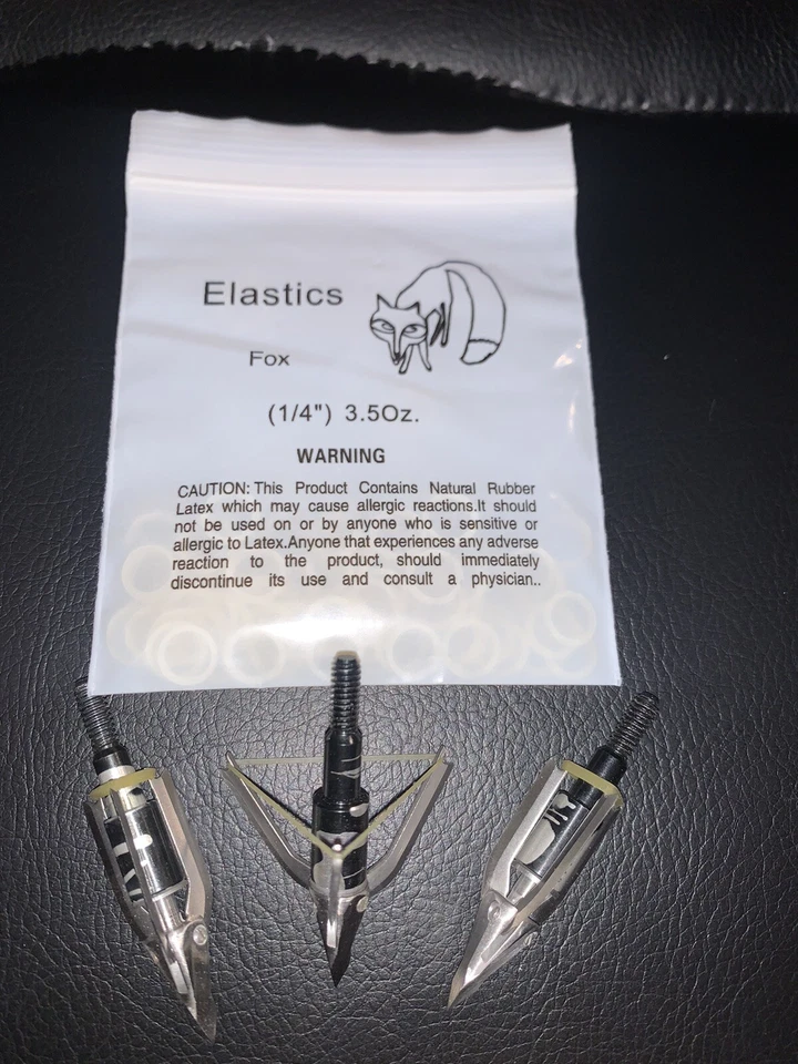 3 Rocket Trophy Ridge Meat Seeker Broadheads. And 1 Pack Of Bands. FREE SHIPPING - Image 1 of 1